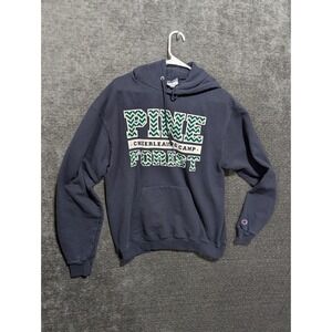Champion Hoodie Navy Blue Pine Forest Cheerleading Camp Sweatshirt Mens Medium